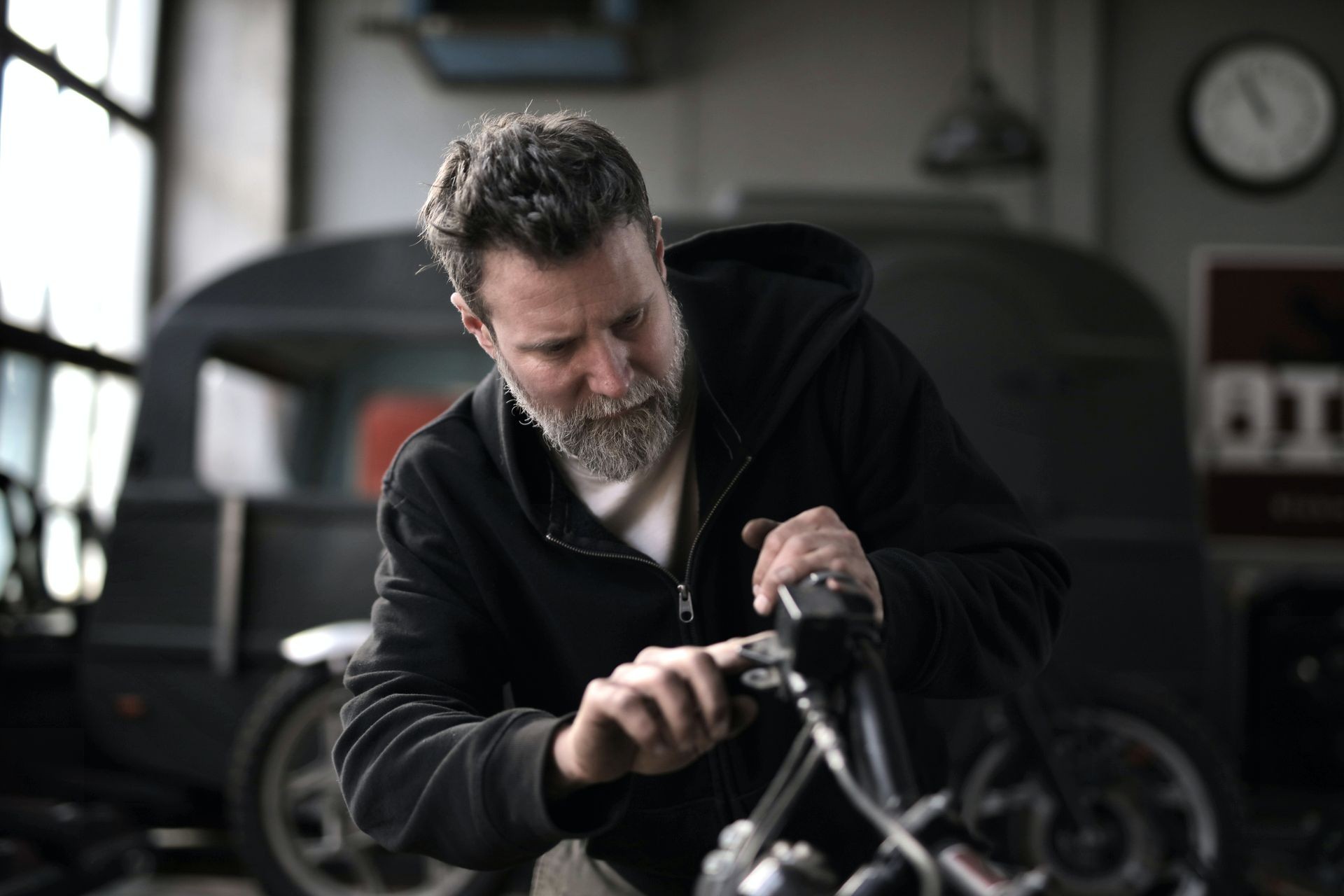 Man working with bikes